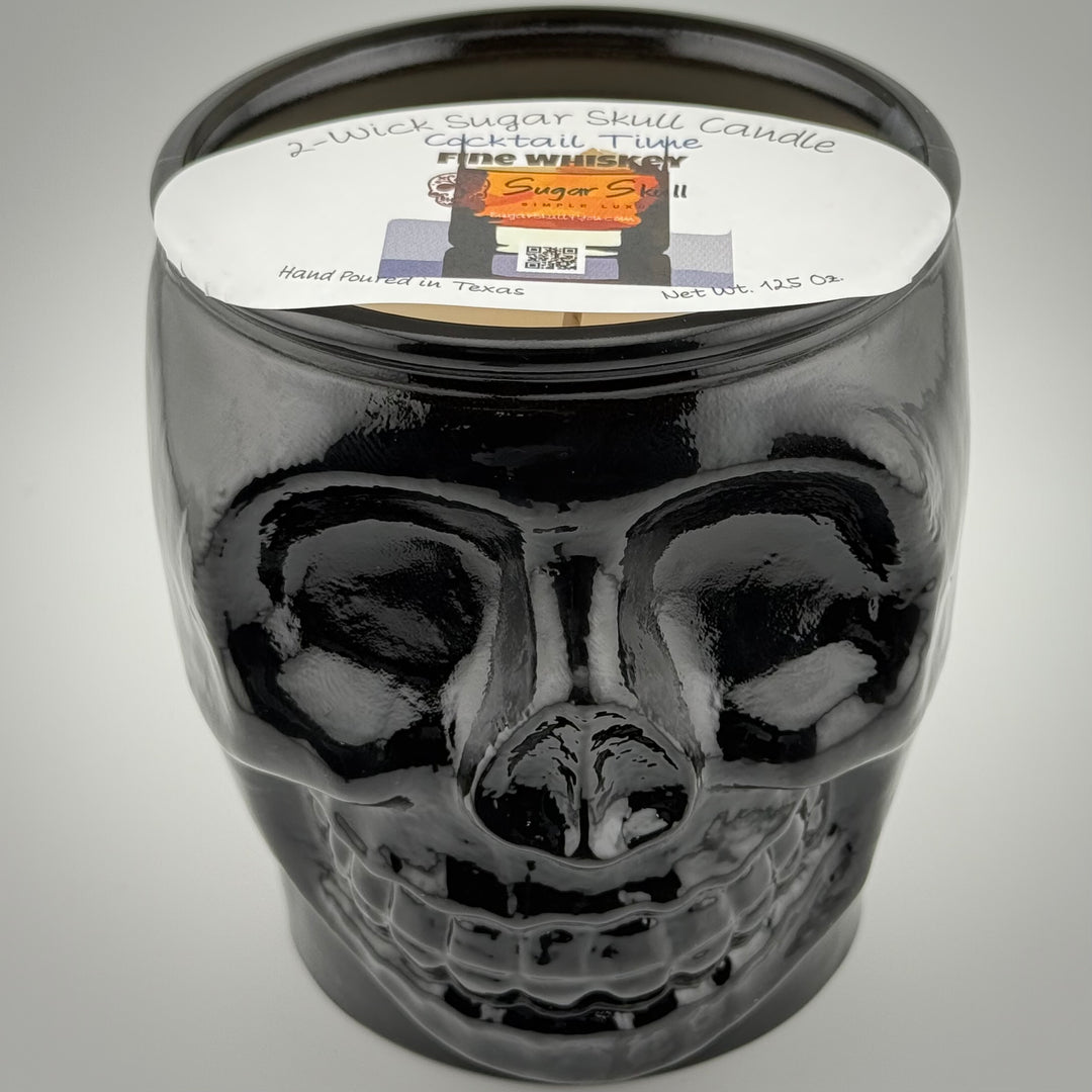 Cocktail Time 2-Wick Sugar Skull Candles