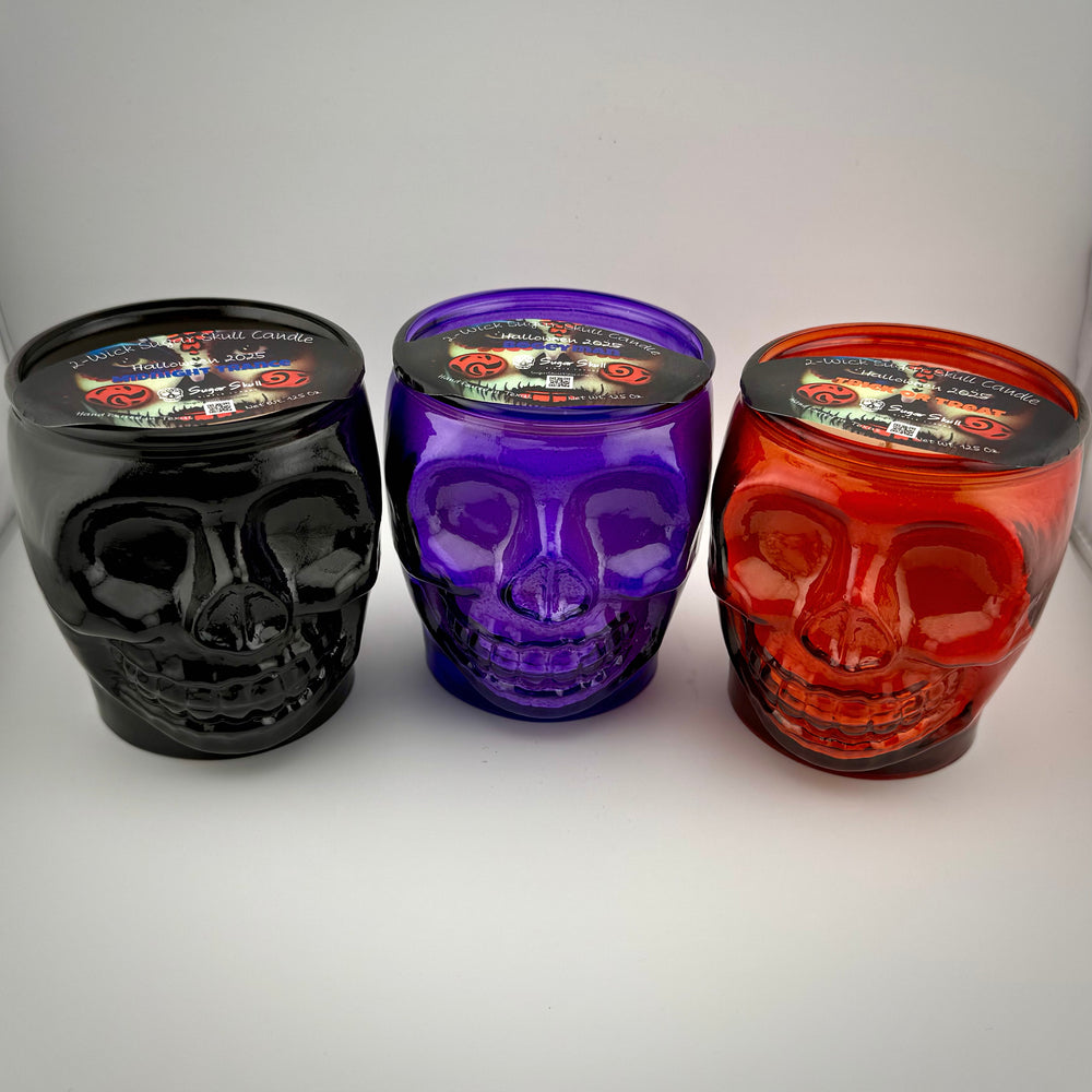 Seasonal 2-Wick Sugar Skull Candles