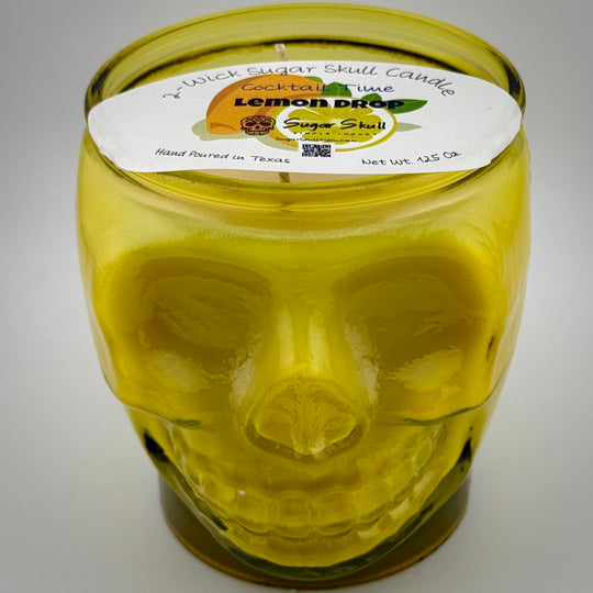 Cocktail Time 2-Wick Sugar Skull Candles