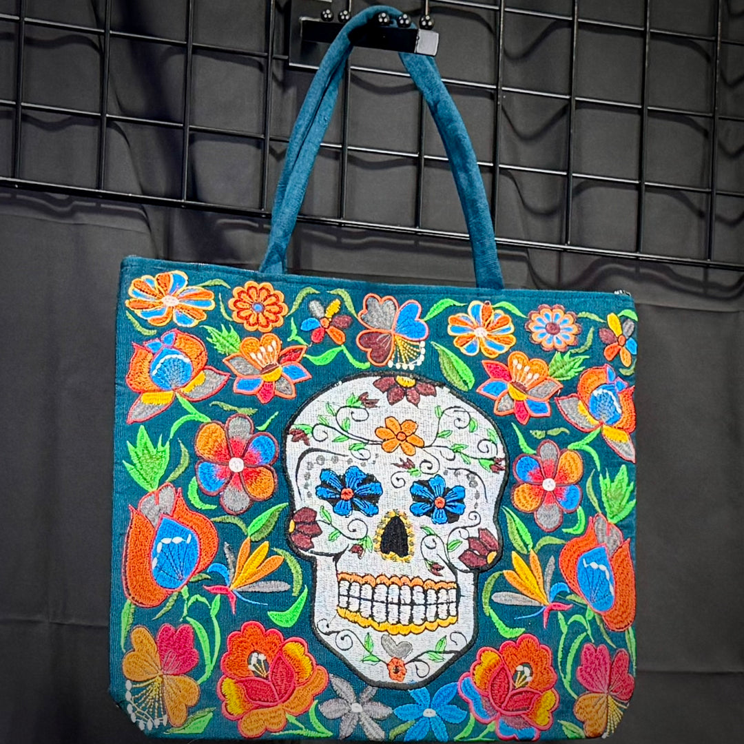 Embroidered Sugar Skull Bags