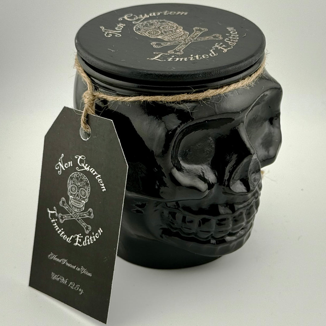 Non Quartem Limited Edition Pirate Candle - Sugar Skull and Crossbones Design.