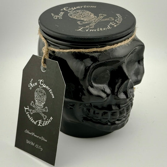 Non Quartem Limited Edition Pirate Candle - Sugar Skull and Crossbones Design.