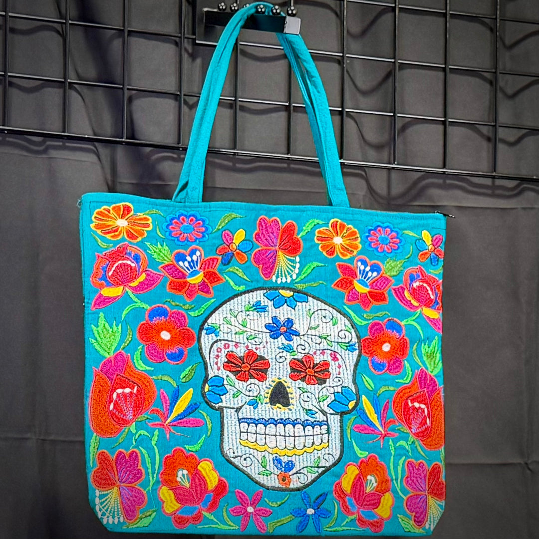 Embroidered Sugar Skull Bags